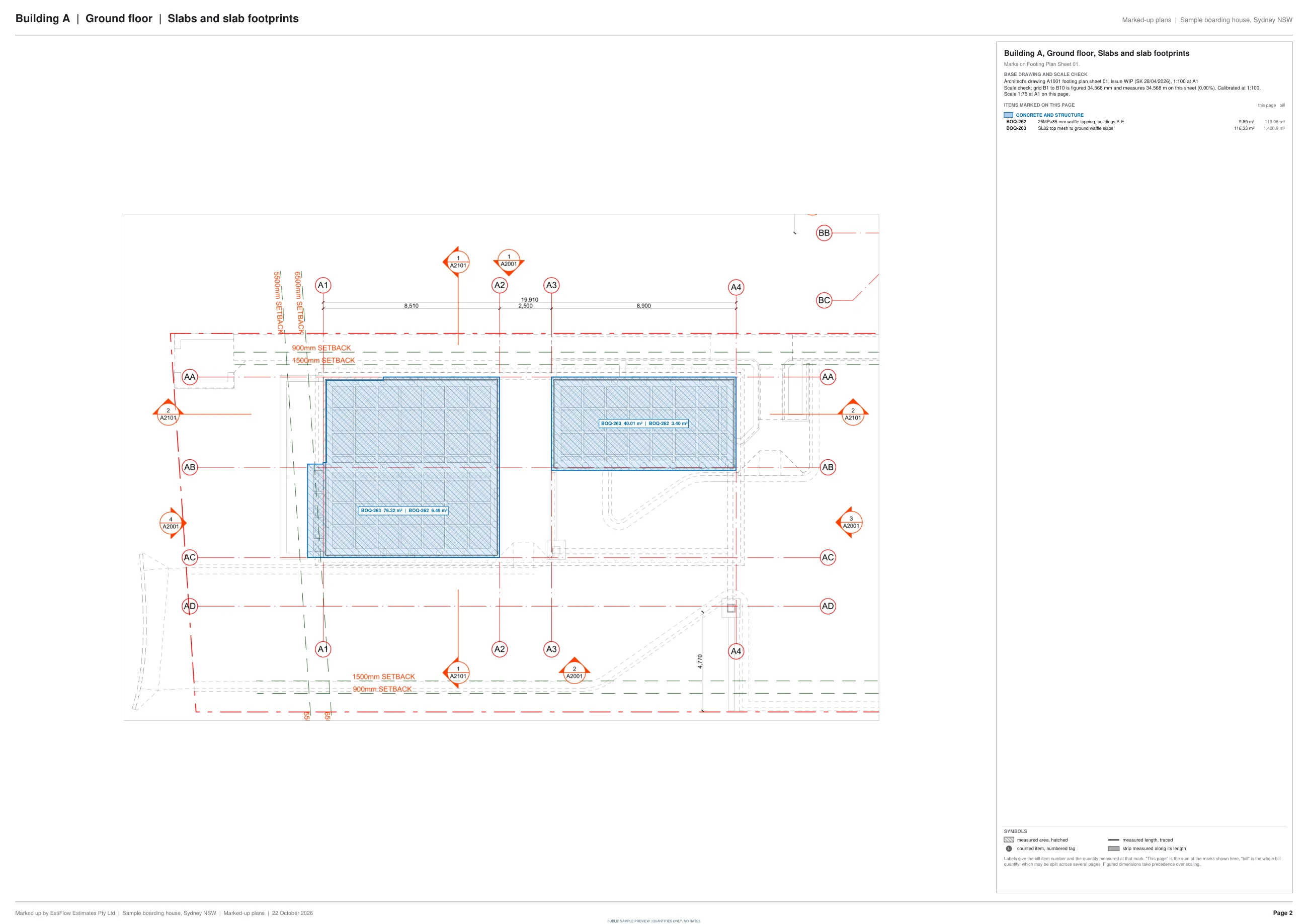 Boarding house, Sydney NSW marked-up plans, building a selected sheets, page 1 of 4